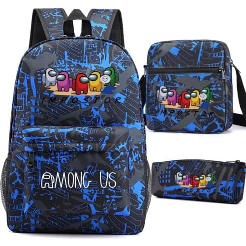 Games Among Us 3pcs Set Backpack Students Cartoon Printed School Bag Bookbag Unisex Casual Travel bags Shoulder Bag Mochilas