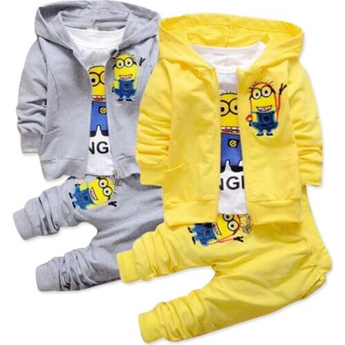 2019 Boys Clothing Set Spring and Autumn Cartoon Boys and Girls Clothes Set Hooded Jacket + Shirt + Pants 3 Piece Set
