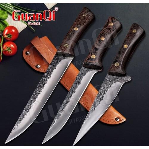 Forged Sliced Boning Kitchen Knife Profession Boning Knife Full Tang Handle Wood Handle High Carbon Clad Steel Sharp Chef Knife