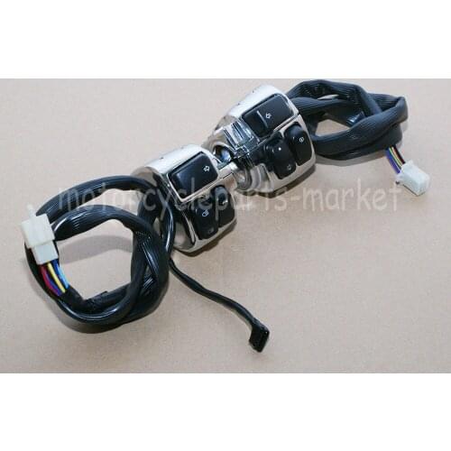 Motorcycle 1" Handlebar Chrome Switches Control Kit +Wiring Harness For Harley Softail Dyna Sportster V-rod 1996-2012
