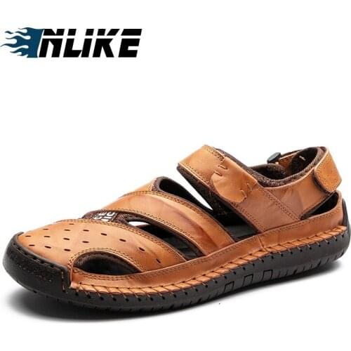 Summer Big Size Men Sandals Genuine Leather Cowhide Men Sandals 2019 Quality Beach Casual Shoes
