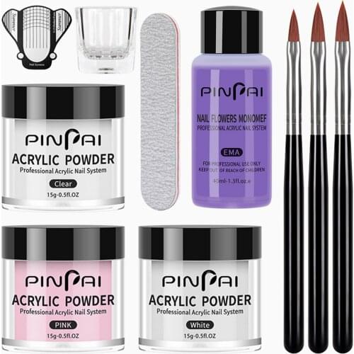 Nail Acrylic Powder and Liquid Monomer Set with Manicure Tool for Nail Extension Carving Adhesive Gel Nail Art Set for Home