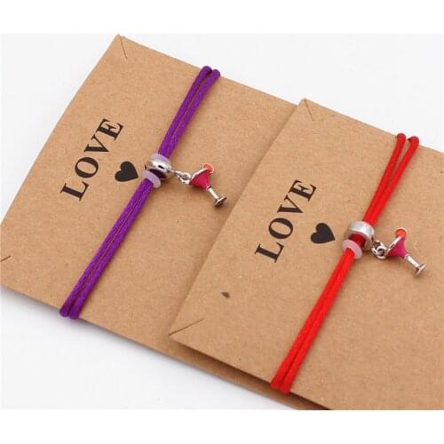 New Fashion Pink Champagne glass Charming Bracelets&Bangles For Women Girls purple strings Bracelets Statement celebrate Jewelry