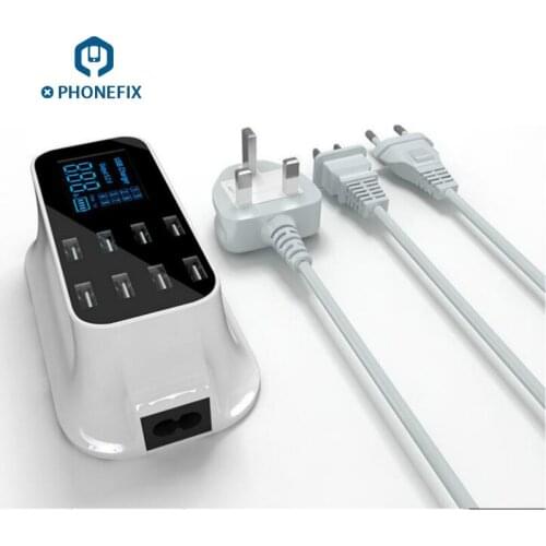 PHONEFIX Smart 8 Port Multiple USB Charger Adapter Desktop Micro USB Charger 2A 100V To 240V 8 Port Hub With LCD For Iphone Ipad