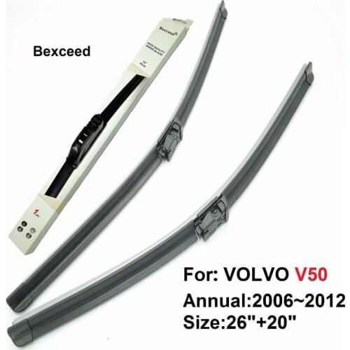 Flat Wiper Blade for Volvo V50 26"+20" Bexceed of Car Windshield Windscreen 2006 2007 2008 2009 2010 2011 2012