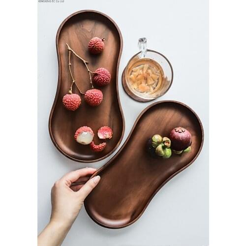 Black Walnut Pure Solid Wood Tray Cake Stand Pantry Organizer Coffee Table Tray Kitchen Items Irregular Tea Tray Food Snack Tray