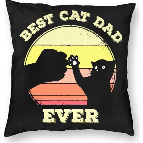 Best Cat Dad Ever Fist Bump Funny Cat Lover Throw Pillow Cover Polyester Throw Pillow Father Daddy Gift 45*45cm Pillowcase