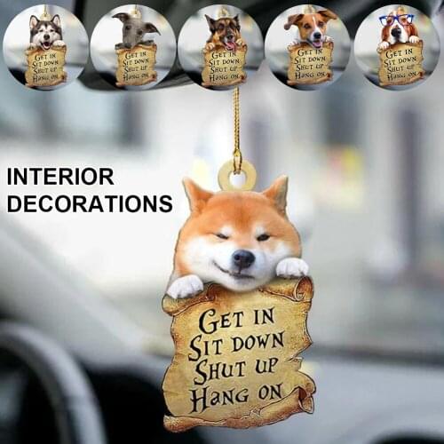 Car Pendant Cute Dogs Rearview Mirror Charm Decoration Hanging Ornaments Car Interior Decoration Pendants for Keyring Backpack