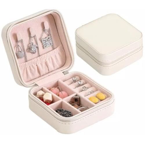 Portable Ring Earring Jewelry Box Velvet Jewelry Box High Capacity Leather European Jewelry Travel Storage Box Large Space