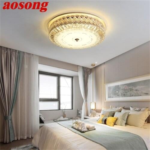 AOSONG Ceiling Light Contemporary Luxury Crystal Lamp Fixtures LED Home For Dining Room Decoration