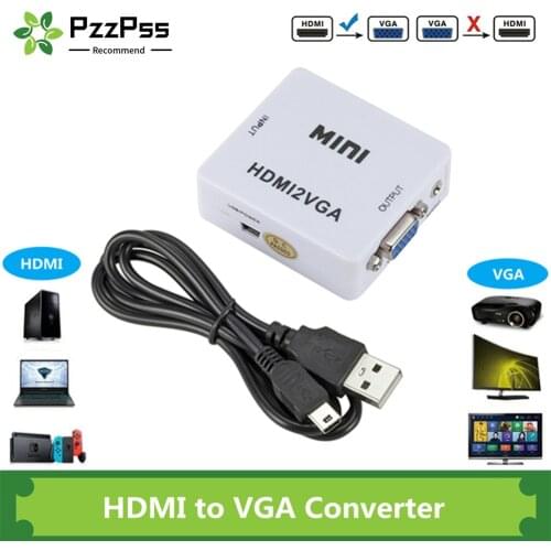 PzzPss HDMI-compatible to VGA Adapter HDMI2VGA Converter Digital Analog HD 1080p For PC Laptop Tablet Display HD to VGA Adapter