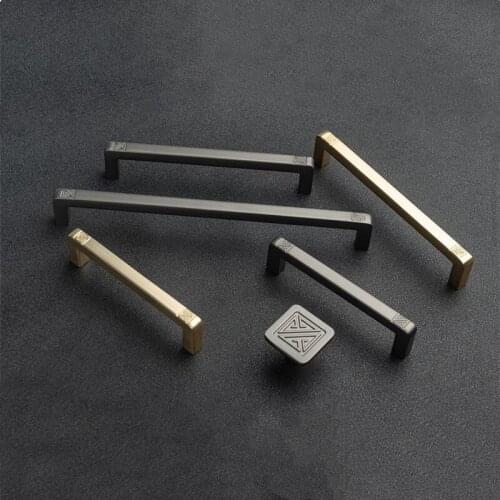 Furniture Cabinet Door Pull Wardrobe Handle Metal Zinc Hardware Kitchen Cupboard Dresser Closet Gold Grey Square Drawer Knob