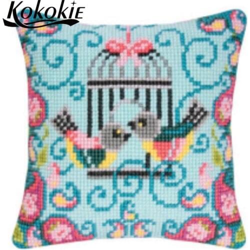 Handicraft cross stitch pillow kits cartoon printed cushion 3d mat sets throw pillow case cotton embroider yarn Needlework kits