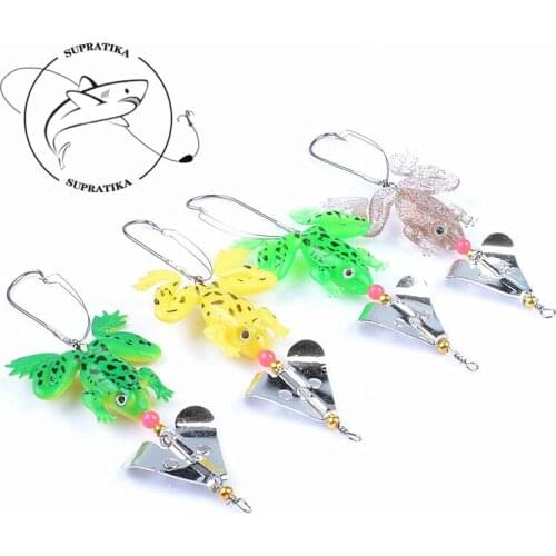 4Pcs/Lot Bionic Frog Fishing Baits 8cm/6.2g Soft Rotating Metal Anti-Hanging Frog Fishing Lure Artificial Isca With Single Hooks