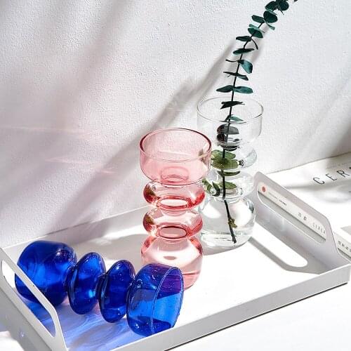 Nordic Home Decor Glass Vase Candle Holder Flower Pot Modern Color Crystal Transparent Hydroponic Plant Flower Arrangement Art