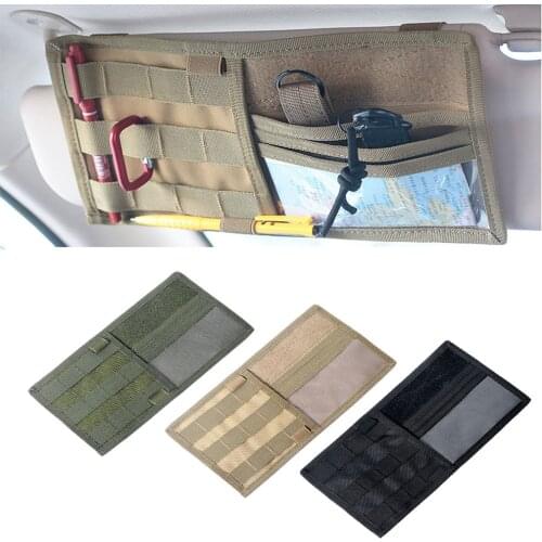1PC Tactical Vehicle Sun Visor Organizer Panel CD Storage Bag Car Truck Auto Accessories Sundries Molle Pouch Holder EDC Tool