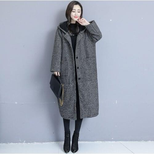 Loose Long Size 2021 New Fashion Suspected Women Herf Winter Wool Jas Korean Fluvials Hooded Wollen Warm Thick Jackets