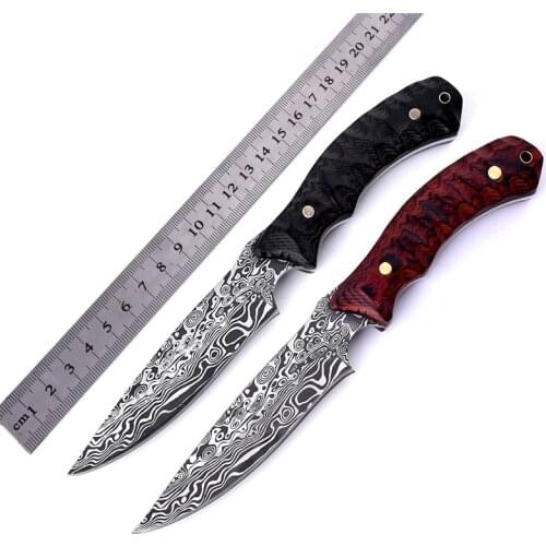 Outdoor high hardness fruit knife survival multi function saber small straight knife camping knife,Damascus knife
