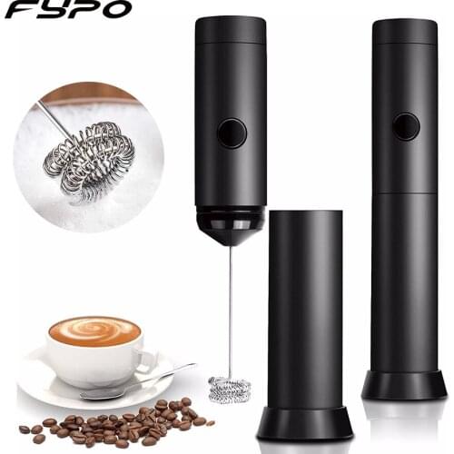 Latte Coffee Cappuccino Milk Frother Whisk Head Electric Foam Maker 304 Stainless Steel Handheld Battery Operated Whisk with box