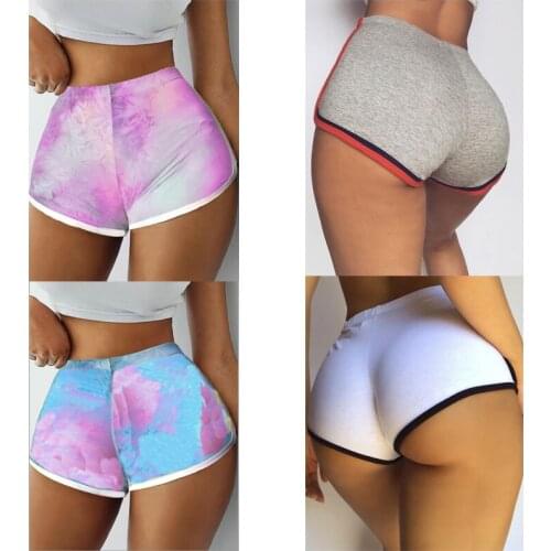 Women Summer Short Pants 2020 Contrast Binding Side Split Elastic Waist Patchwork Casual Beach Micro Shorts Body Tie-dye Shorts