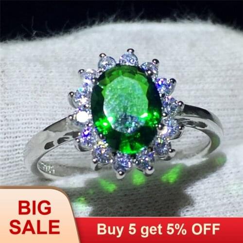 Princess Diana 100% Real 925 Sterling silver ring 2ct Green AAAAA Zircon Engagement wedding band rings for women Bridal jewelry