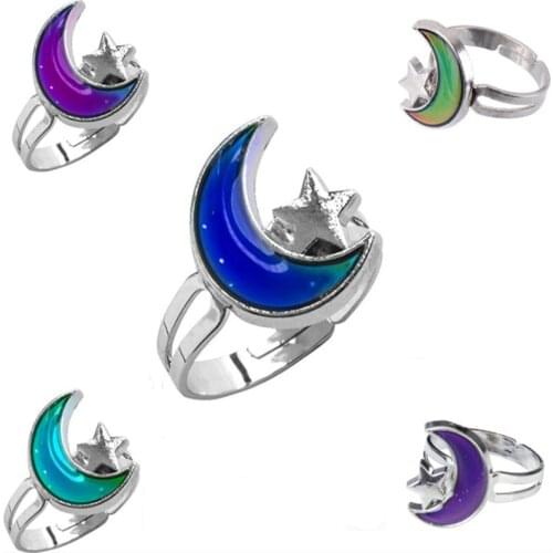 1pc Amazing Mood Ring Moon Star Color Change Mood Ring Adjustable Emotion Feeling Changeable Temperature Ring Dropshipping