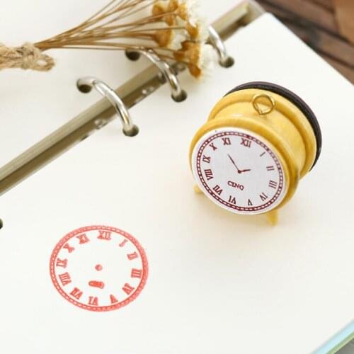 1pcs Vintage Mini Clock Wooden Rubber Stamp for DIY Craft Diary Notebook Scrapbook Photo Album Decoration