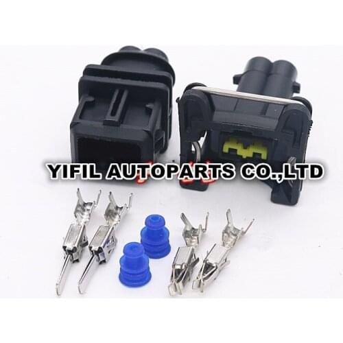 10sets/lot AMP Tyco 2 Pin/Way Female And Male Electronic Injector Socket Plug Automobile Waterproof Connector