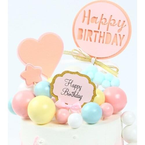 10pcs Candy Color 2/3/4cm Ball Cake Topper Happy Birthday Party Baby Shower Cake Decor Wedding Christmas Ball Decor Supplies