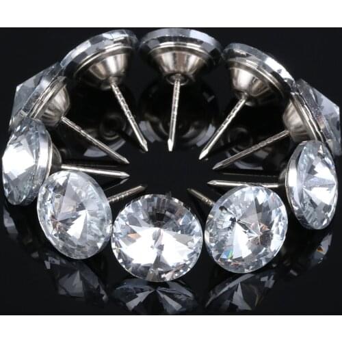 10Pcs Diamond Crystal Upholstery Nails Decorative Button Tack Studs Pins 20mm Dia Sofa Wall Decoration Furniture Accessories