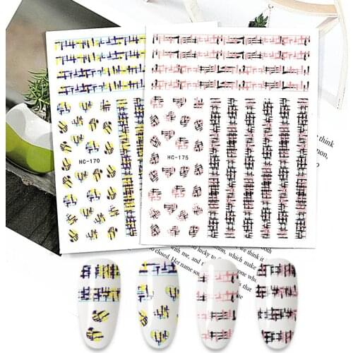 3D Nail Stickers Abstract Crayon Drawing Design Adhesive Nail Art Decor Foil Slider Manicure Stickers for Nails