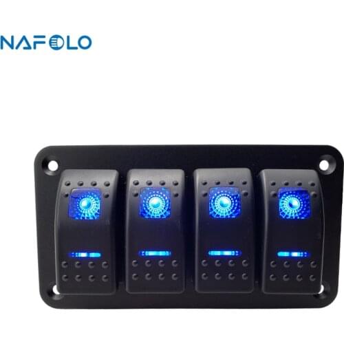 4 Gang Toggle Rocker Switch Panel LED Light On-Off Circuit Breaker Switch For Car Caravan Travel Trailer Marine Boat