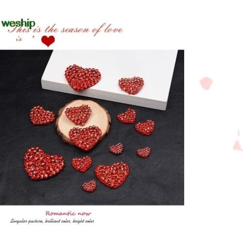 Sequins patch Applique Handmade Rhinestone nail bead 3D red love heart patch for DIY Wholesale support