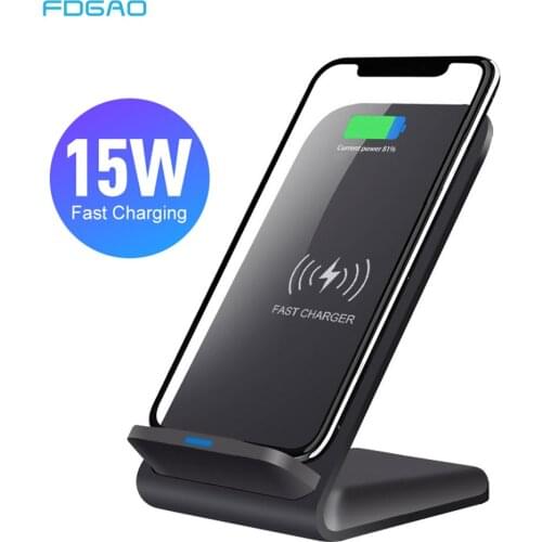 15W Qi Wireless Charger Stand For iPhone 12 11 Pro X XS XR 8 Samsung S10 S20 Note 10 9 Fast Charging Dock Station Phone Chargers