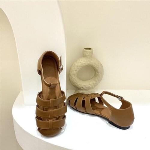 Woman Summer Leather Vintage Sandals Buckle Casual Sewing Women Retro Sandalias Female Ladies Platform Shoes