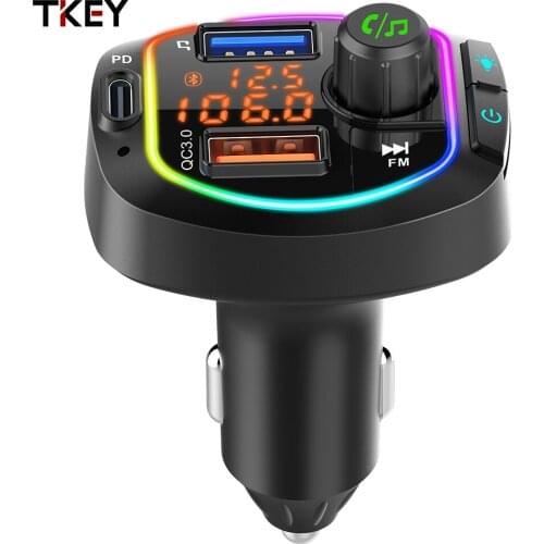 Bluetooth 5.0 FM Transmitter Car Charger Wireless Handsfree Audio Receiver USB Fast Charging MP3 Music Player Car Accessories