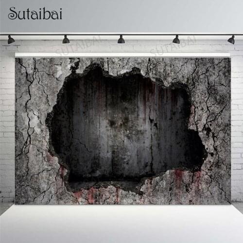 Old Deserted Brick Wall Cement Wall Halloween Photocall Background Baby Child Kids Portrait Customized Photography Backdrop Prop