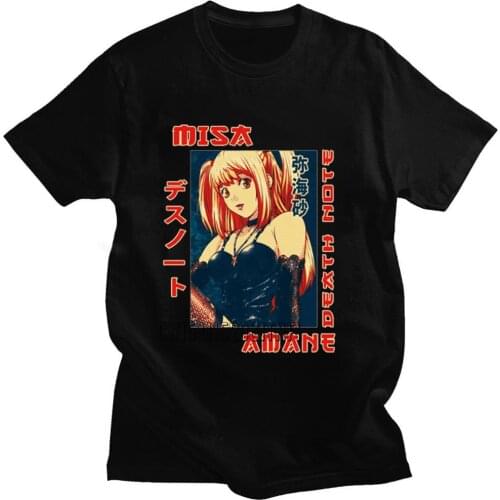 Retro Death Note Misa Amane T Shirt For Men Japan Anime Manga Tshirt 100% Cotton Summer Adults T-Shirt Fans Tee Tops Gift