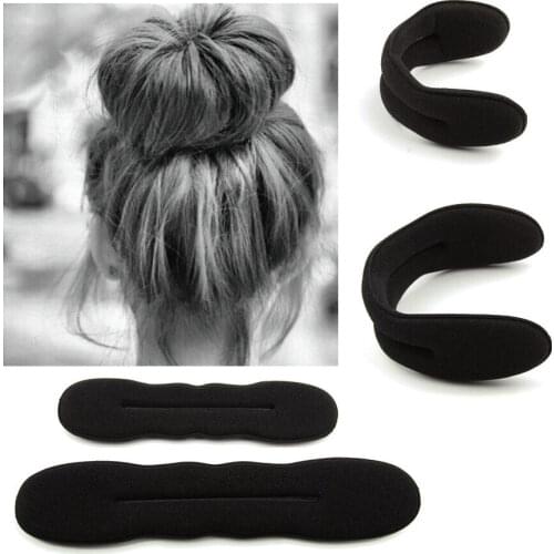 Women Black Hair Styling Bun Curler Maker Ring Magic Sponge Clip Foam Donut Twist Tool