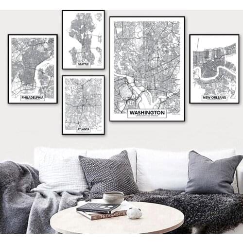 Germany Italy City Map New York Washington Paris Wall Art Canvas Poster Nordic Painting Living Room Picture