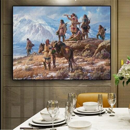 Native Indian Landscape Abstract Oil Painting on Canvas Posters and Prints Cuadros Wall Art Picture for living room