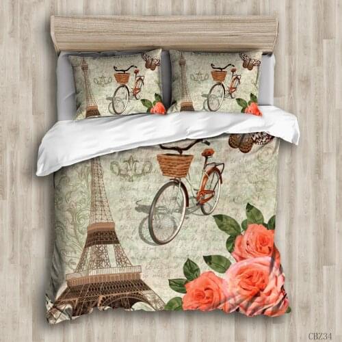 Colorful British style bedroom bedding 3D pattern soft and comfortable home textiles double bed suit with quilt cover and pillow