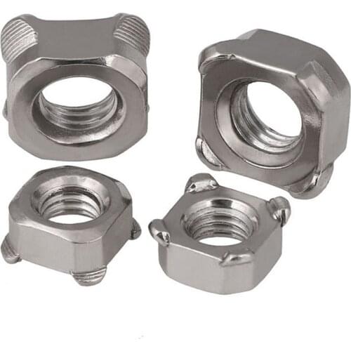 Square Weld Nuts Metric M3 M4 M5 M6 M8 M10 304 Stainless Steel Quad Welding Nuts Four-corner Spot Welding Nut