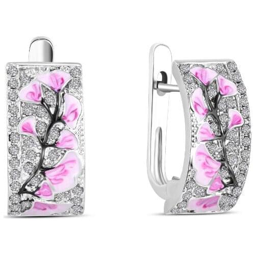 Fashion Jewelry Women Beautiful Flower Petal Enamel Dangle Earrings Elegant Temperament Blooming Earrings Bohemia Jewelry