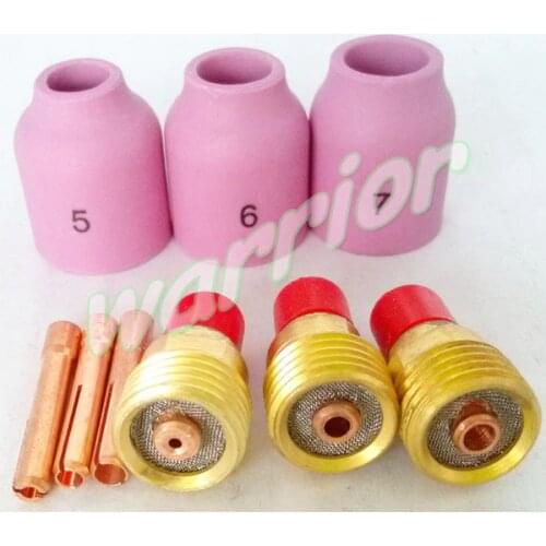 9pcs TIG Accessories KIT Gas Lens Collet Bodies Alumina Nozzle For Welding Torch WP SR DB 9 20 25