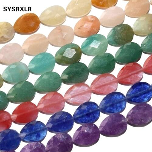 Natural Faceted Amazonite Lapis lazuli Pearls Water Drop Shape Stone Beads For Jewelry Making DIY Bracelet Ear Studs Accessories