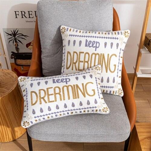 Cotton Embroidery Cushion Cover 45x45cm/30x50cm Golden Thread Pillow Case with Embroidered For Sofa Seat Simple Home Decor