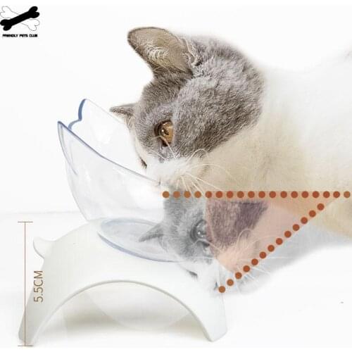 Non-slip Double Cat Bowl Protection Cervical Spine Transparent Bowls For Cats Dogs Raised Stand Bowl Water Single Pet Food Bowls