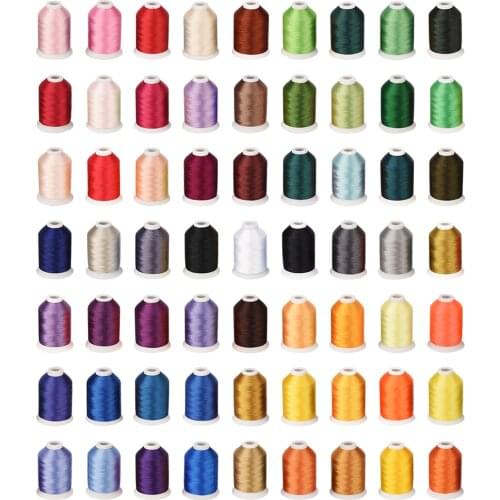 Simthread Embroidery Machine Thread 63 Brother Colors Polyester 40WT 120D/2 For All Brands Embroidery Sewing Machines