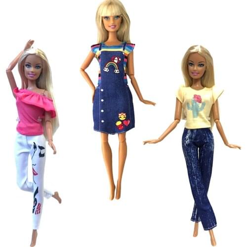 NK Newest 3 Sets Doll Beautiful Suits Casual Ultra-modern Clothes Top Fashion Fashion Skirt For Barbie Dolls Best Girls Gifts 7X